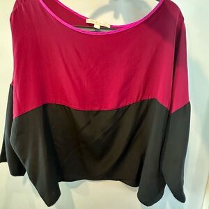 Jonathan Simkhai 100% silk Two-Tone Blouse - Magenta and Black